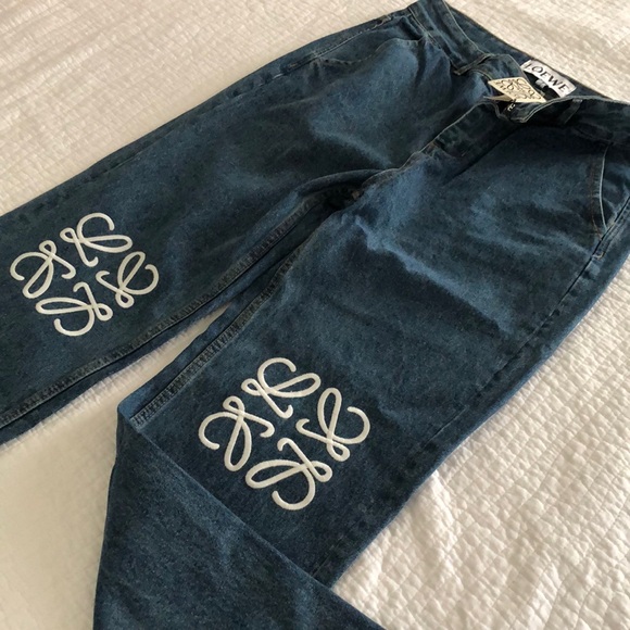 Loewe Blue Straight Leg Jeans with White Accents - Picture 1 of 10